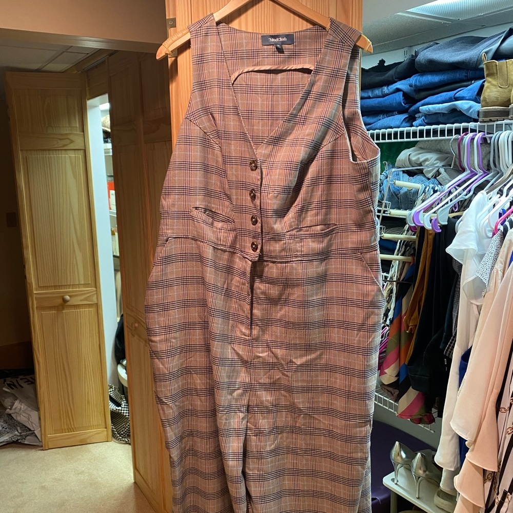 ModCloth Plaid Menswear style Jumpsuit